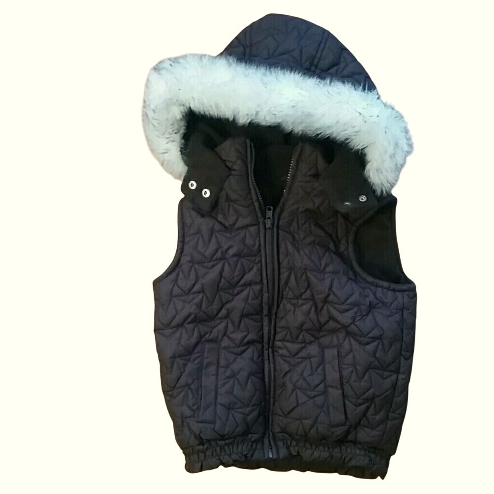 Gymboree Girls 5-6 Faux Fur Hooded Puffer Chocolate Brown Vest
